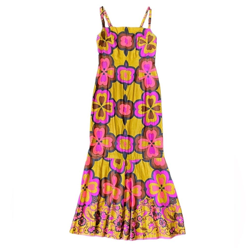 Rare Vintage 1970s Floral Print Maxi Dress Women’s Small
